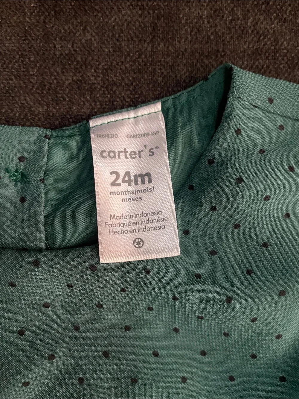 Carter's Teal Polka Dot Long-Sleeve Tiered Dress